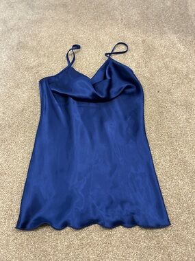 Nicole Miller Royal Blue Satin Slip Mini Dress